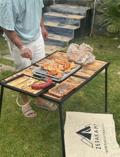 Katlanır Kamp Mangal Masası–Mangallı Taşınabilir Piknik Masası
