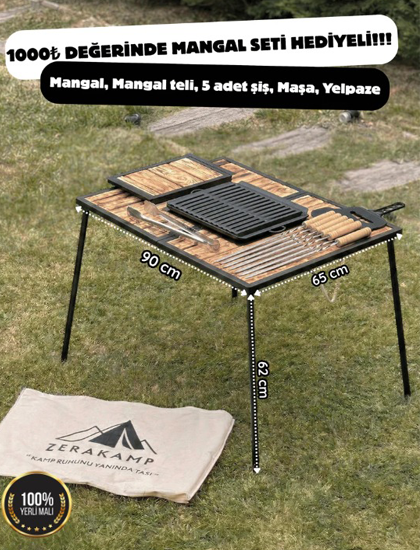 Katlanır Kamp Mangal Masası–Mangallı Taşınabilir Piknik Masası