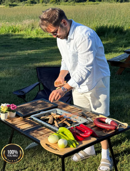 Katlanır Kamp Mangal Masası–Mangallı Taşınabilir Piknik Masası