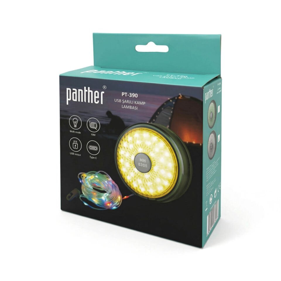 Panther PT-390 USB Şarjlı 8 Metre Şerit LED'li Kamp Lambası