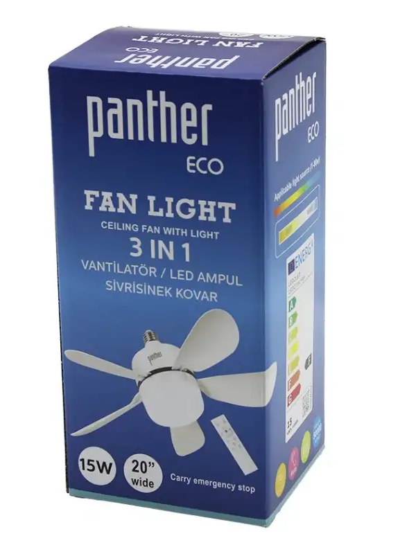 Panther Eco Fan Light 3İn1 Tavan Tipi Kumandalı Vantilatör