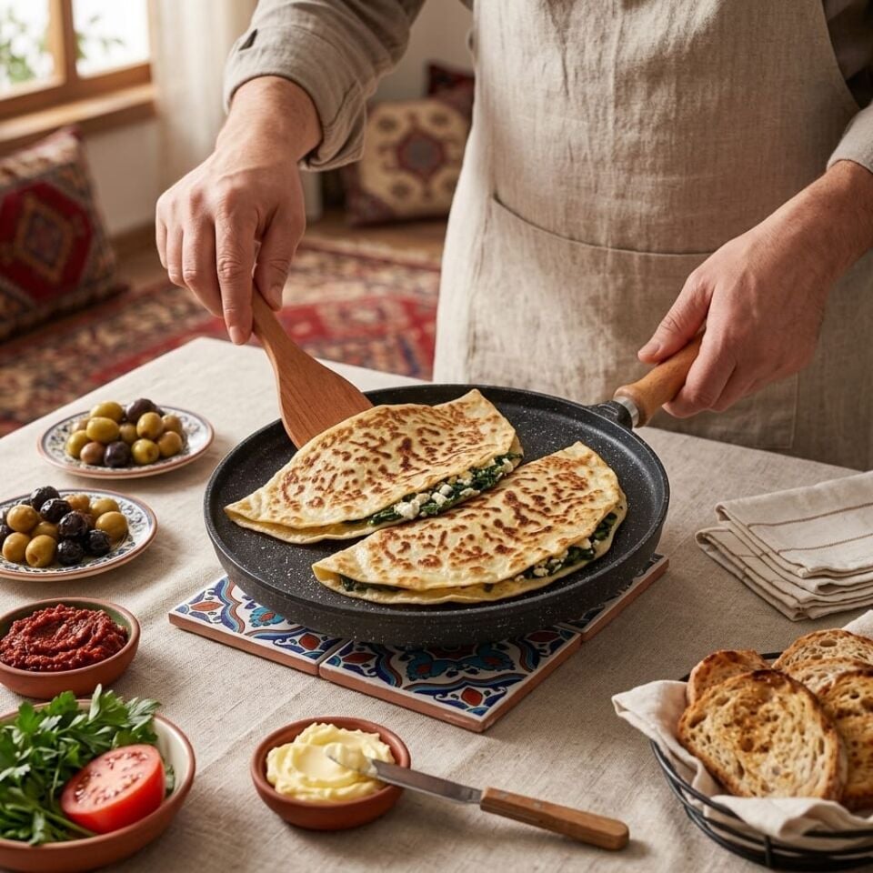 Gözleme ve Bazlama Tavasi 36 cm Ahşap Saplı