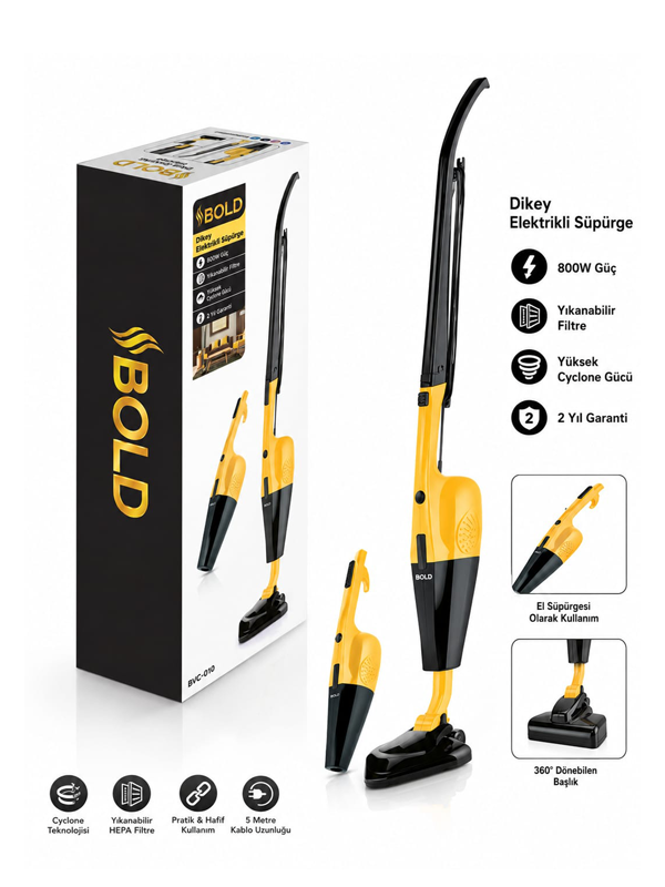 Bold Elektrikli Dik Süpürge Bold 800W